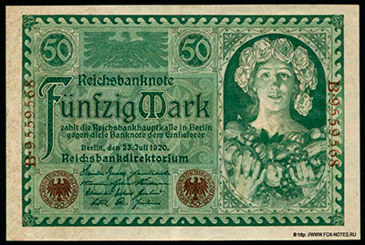 Reichsbank. Reichsbanknote. 50 Mark 23. Juli 1920.  (  50  1920)