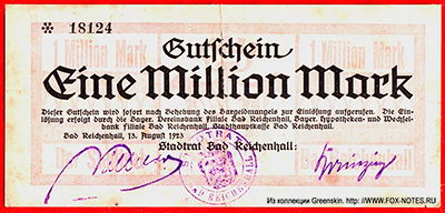 Stadt Bad Reichenhall 1 Mio Mark 1923. NOTGELD