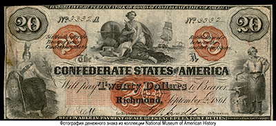 Confederate States of America 20 Dollars 1861