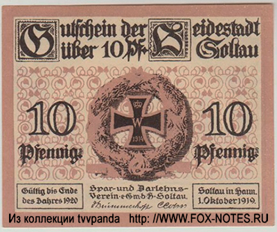 Soltau 10 Pfennig 1919 NOTGELD 