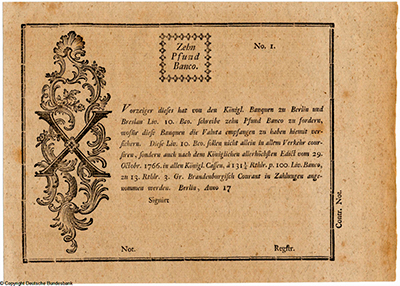 Königliche Giro- und Lehnbank 10 Pfund Banco 1766