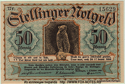 Stellingenr Notgeld. 1. Oktober 1920. 50 Pfennig.