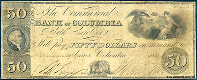 Bank of Columbia (Columbia) 50 Dollars 1844