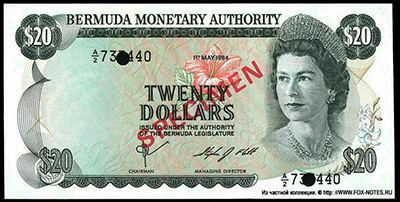 Bermuda Monetary Authority 20 Dollars 1984   
