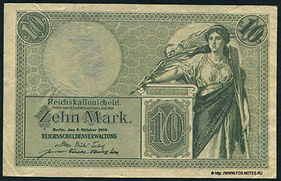 Reichskassenschein. 10 Mark. 6. Oktober 1906. Deutsches Reich
