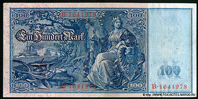   (Reichsbanknote) 100  7. Februar 1908.  1908 Flotten-Hunderter. 