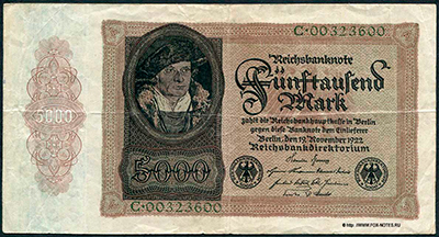 Reichsbank. Reichsbanknote. 5000 Mark. 19. November 1922.  (  5000  1922)
