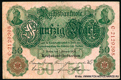 Reichsbanknote. 50 Mark. 7. Februar 1908.  