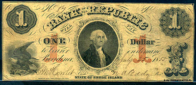Bank of Republic (State of Rhode Island) 1 Dollar 1855 / BANKNOTE