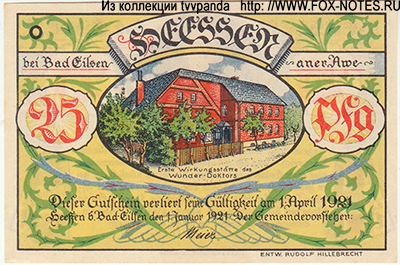 Gemeinde Heessen 25 Pfennig 1921 NOTGELD