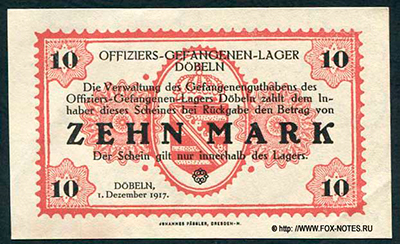 Offiziers-Gefangenen-lager Döbeln 10 Mark 1917