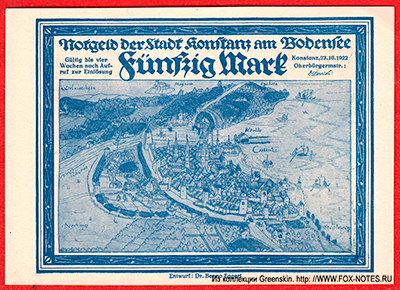 Notgeld der Stadt Konstanz am Bodensee. 23. Oktober 1922. 50 Mark.