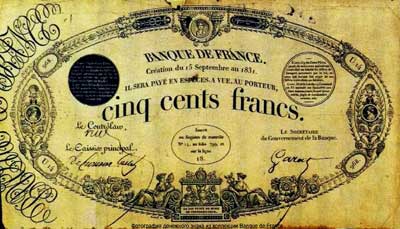 Banque de France 500 Francs 1831
