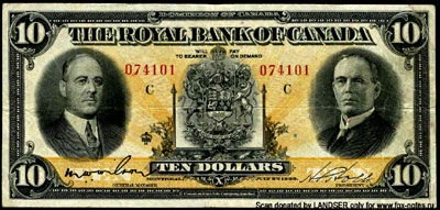The Royal Bank of Canada 10 Dollars 1933