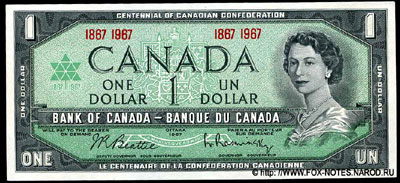 Bank of Canada 1 Dollar 1967 Centennial of Canadian Confederation