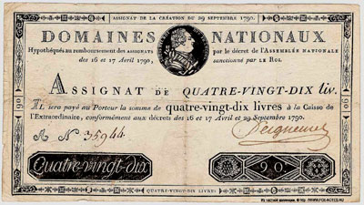 Domaines Nationaux - Assignats 90 Livres 1790