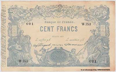 Banque de France 100 francs 1862 indices noirs