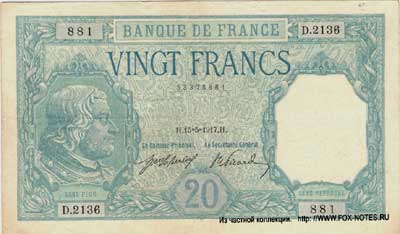 Banque de France 20   1916 . "Bayard"