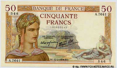 Banque de France 50   1933 . "Cérès"