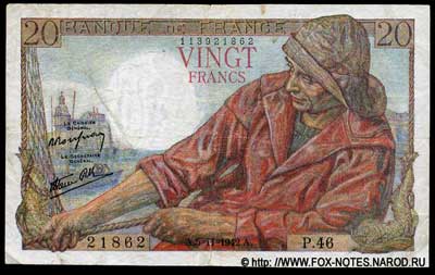 Banque de France 20 Francs 1942 Roussean Favre-Gilli