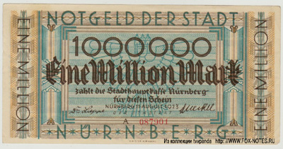 Notgeld der Stadt Nürnberg. 1000000 Mark / 11. August 1923.