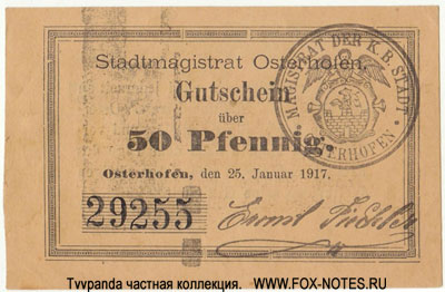 Stadtmagistrat Osterhofen 50 Pfennig 1917. /      -