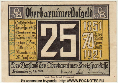 Oberbarnim Notgeld. 25  1.X.1921. / 