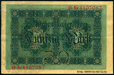 Darlehenskassenschein. 50 Mark. 5. August 1914. Reichsschuldenverwaltung