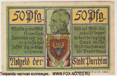 Notgeld der Stadt Parchim. 50 Pfennig 1921.