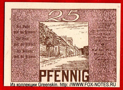 Stadt Mirow i. W. 25 Pfennig. Reutergeld.