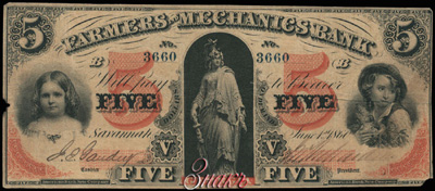 Farmers & Mechanics Bank 5 Dollars 1860 / BANKNOTE