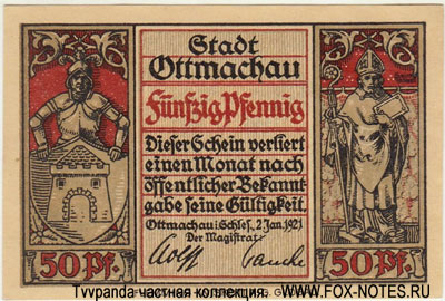 Stadt Ottmachau 50 Pfennig 1921. NOTGELD