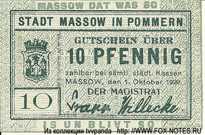Stadt Mayen in Pommern 10 Pfennig 1920 NOTGELD