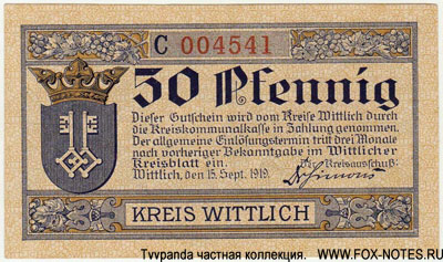 Kreis Wittlich 50 Pfennig 1919 Notgeld