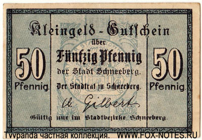 Stadt Schneeberg 50 Pfennig 1917. NOTGELD НОТГЕЛЬД