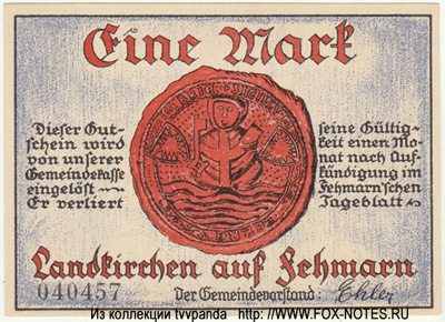 Landkirchen 1 Mark NOTGELD DEUTSCHLAND