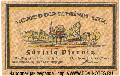 Notgeld der Gemeinde Leck. 50 Пфеннигов НОТГЕЛЬД ГЕРМАНИЯ