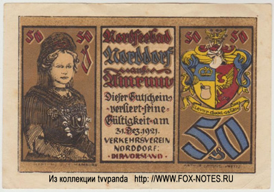 Nordseebad Norddorf auf Amrum 50 Pfennig 1921 / NOTGELD