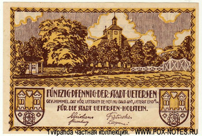 Gutschein der Stadt Uetersen. 25 pfennig notgeld