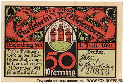   Wesenberg () Freistaat Mecklenburg-Strelitz (1914 - 1924)