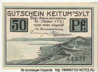 Gutschein Keitum. 50  1921 