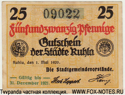 Stadt Ruhla 25 Pfennig 1920. notgeld НОТГЕЛЬД