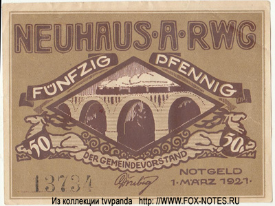 Gemeinde Neuhaus am Rennweg 50 пфеннигов нотгельд германия