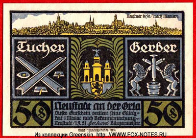 Stadt Neustadt an der Orla 50 Pfennig 1921 Notgeld