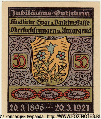 Oberheldrungen Ländliche Spar und Darlehenskasse Oberheldrungen 20 Pfennig 1921