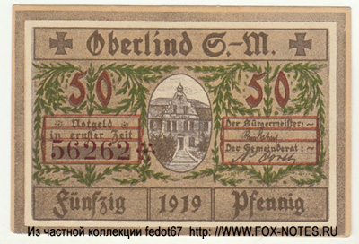 Gemeinde Oberlind 50 Pfennig 1919 \ NOTGELD