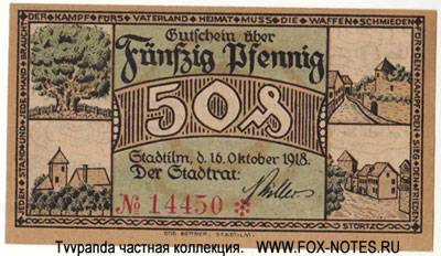 Stadt Stadtilm 50 Pfennig 1918. NOTGELD