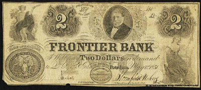 Frontier Bank (Potsdam) 2 Dollars 1851