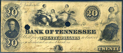 Bank of Tennessee (Nashville) 20 Dollars 1855