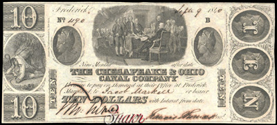 Chesapeake & Ohio Canal Company 10 dollars 1840
